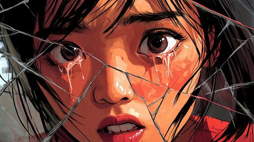 Scheuren door gebroken glas