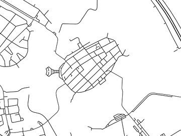 Kaart van Naarden in Zwart Wit van Map Art Studio