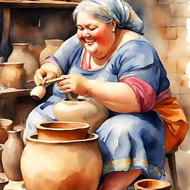 cosy lady makes pots by De gezellige Dames