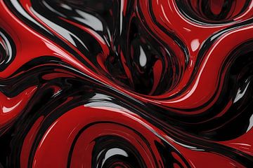 Dynamisch Rood en Zwart Abstract Design van Art & Soul Creations
