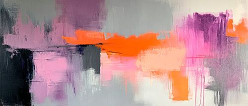 Kleurrijke abstractie met oranje en paars