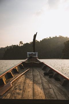 Verkenning per Houten Motorboot: Avontuur op Cheow Lan Lake van Ken Tempelers