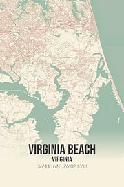 Carte ancienne de Virginia Beach (Virginie), USA. sur Affiches de lieux