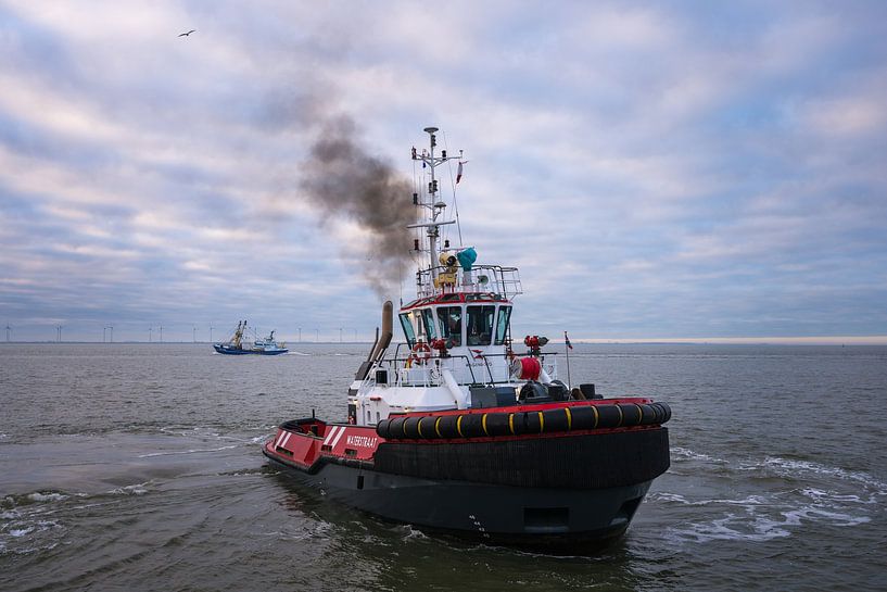 Tug Water Street avec un panache de fumée par Jan Georg Meijer