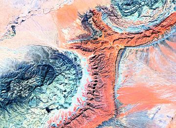 A bird's eye view of the Andes in South America mixed media