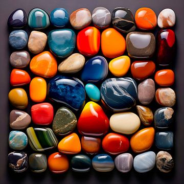 Composition with pebbles van Harry Hadders