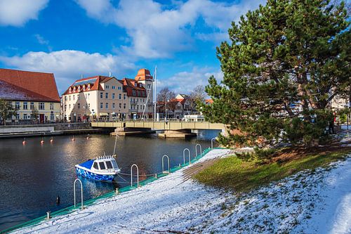 Oude beek in Warnemünde in de winter