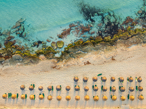 Aerial beach view from above on Mallorca, Spain