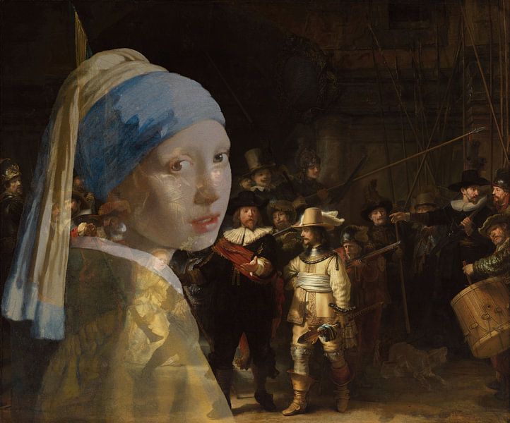 Girl with a Pearl Earring visits the Night Watch by Eigenwijze Fotografie