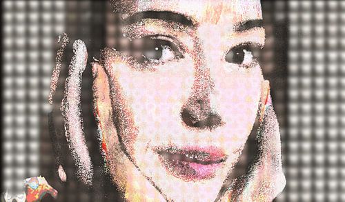 Door Het Signaal Vrouw Portret Intense Blik Wanddecoratie