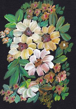 Gemalte Blumen und Blätter