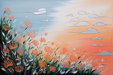 Kleurrijke bloemen en lucht van Art & Soul Creations