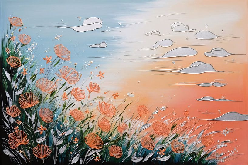 Kleurrijke bloemen en lucht van Art & Soul Creations