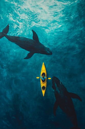 Underwater adventures with whales and kayaks by Poster Art Shop