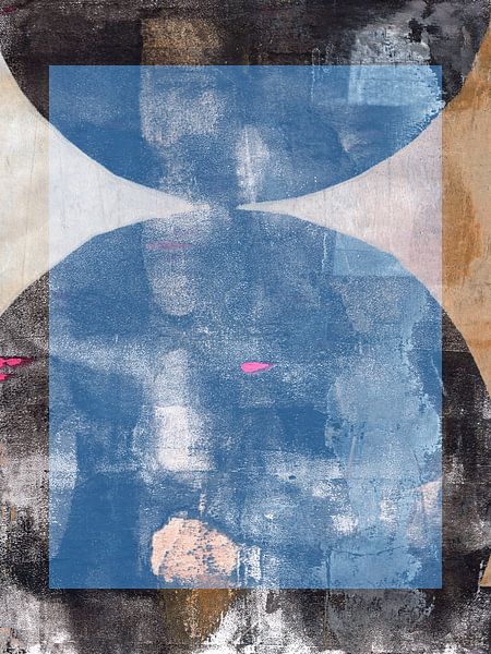Formes organiques abstraites en bleu, blanc, noir et marron. par Dina Dankers