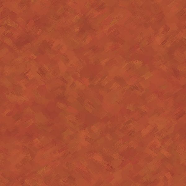 Abstract schilder met warm oranje en roest bruine kleuren. van Emiel de Lange