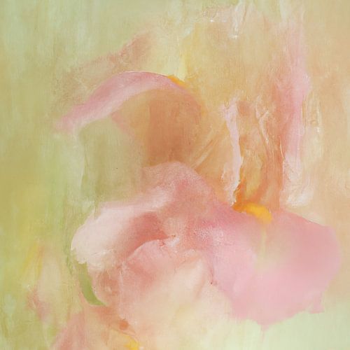 Bloemen in ijs, pastelkleuren roze, geel en groen