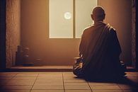 Buddhistischer Mönch meditiert in einem Raum von Animaflora PicsStock Miniaturansicht