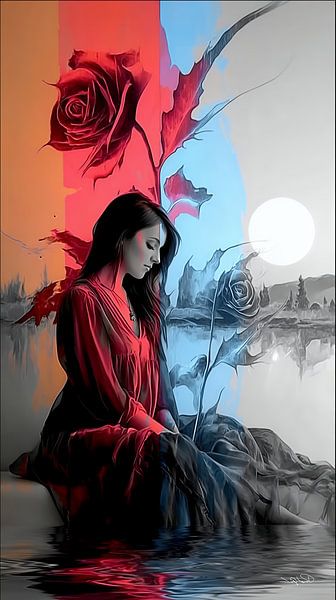roos in rood, zwart of goud van Gelissen Artworks