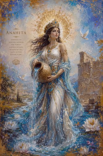 Perzische Godin Anahita  schilderij.