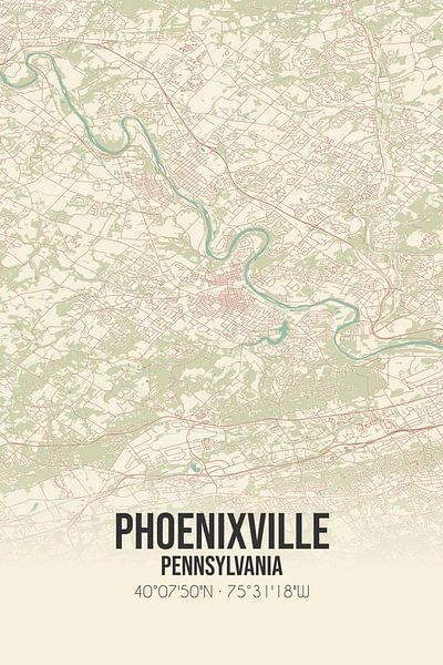 Vintage map of Phoenixville (Pennsylvania), USA. by Prints of Place