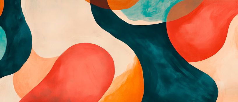 Colourful abstract shapes on beige by Poster Art Shop