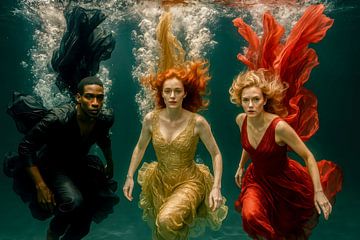 The Three - Departure into the depths of truth by Klaus Tesching - Art-AI