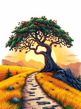 Baum auf Bergpfad