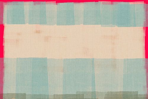 Abstract in wit, neonroze en lichtblauw.