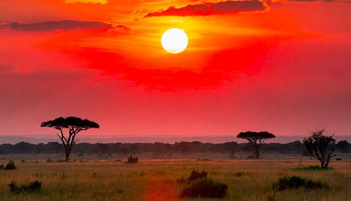 Afrika met zonsondergang