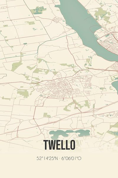 Vieille carte de Twello (Gelderland) par Affiches de lieux