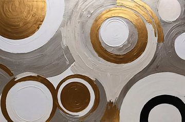 Abstract kunstwerk met gouden cirkels van Art & Soul Creations