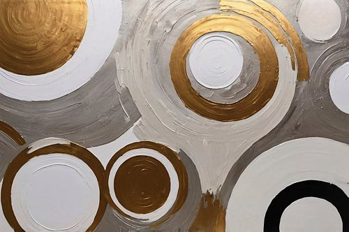 Abstract kunstwerk met gouden cirkels