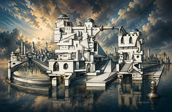 Futuristic City in the Largest Reflecting Pool