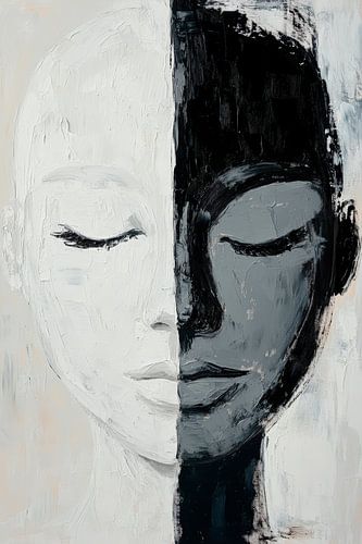 Gesichtsteilung in Schwarz und Weiß – Kunstwerk