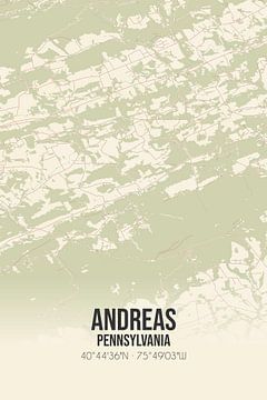 Vintage landkaart van Andreas (Pennsylvania), USA. van Rezona