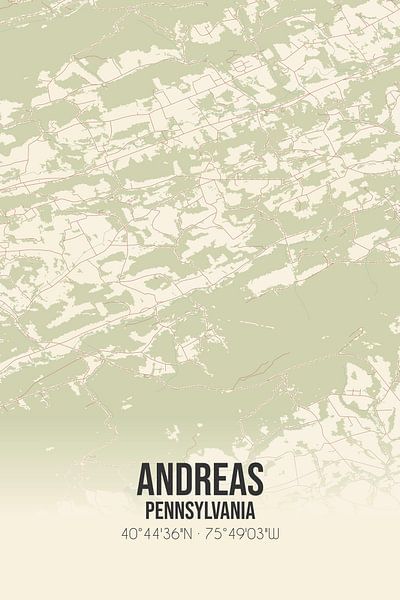 Carte ancienne d'Andreas (Pennsylvanie), USA. par Affiches de lieux