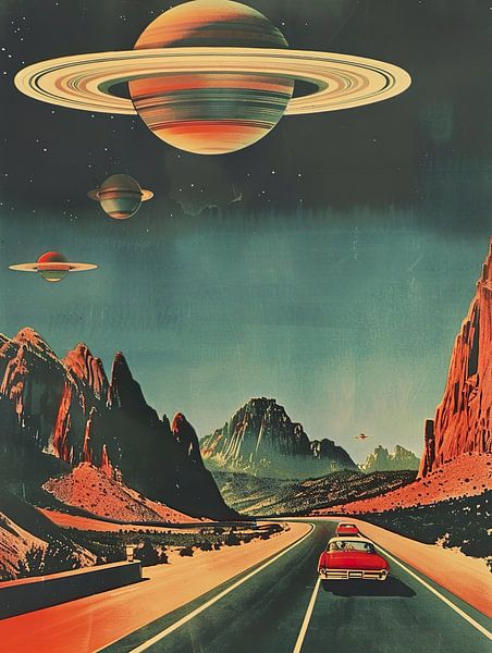 Saturn Highway vintage &amp; retro von PixelPrestige