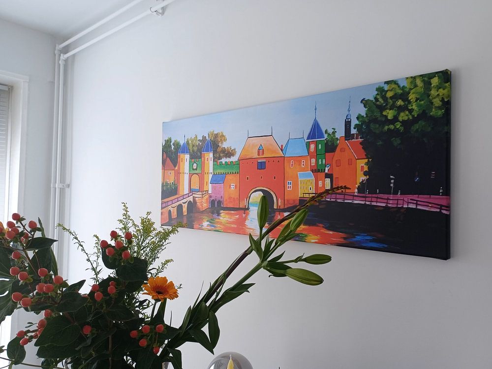 Schilderij Amersfoort Koppelpoort - Amersfoorts stadsgezicht  van Kunst Kriebels 