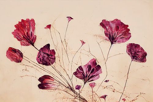 Fleurs roses sèches