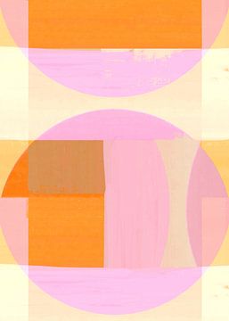 Mid Century Bauhaus Shapes Pink Peach Ivory by FRESH Fine Art