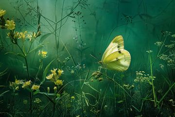Foto van een gele vlinder in de natuur van Joriali fotografie en schilderijen