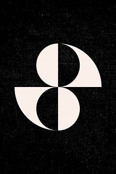 Zwart-witte minimalistische geometrische poster met cirkels 2_10 van Dina Dankers