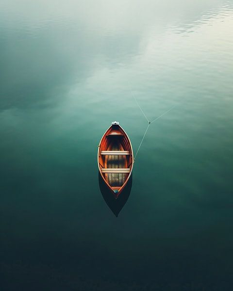 Boot in ruhigem Wasser von fernlichtsicht