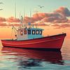 Vibrant Fishing Boats on Serene Waters by robby akrim