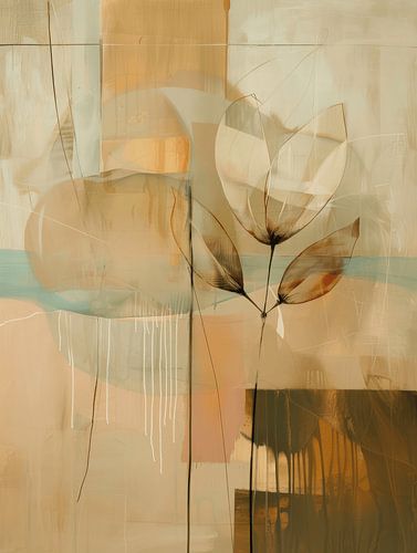 Botanisch abstract in aardetinten, Japandi stijl