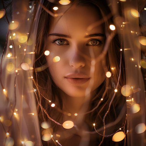 Feeënlichtjes portret van een vrouw