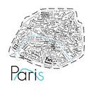 Karte von Paris in Worten sur Muurbabbels Typographic Design Aperçu