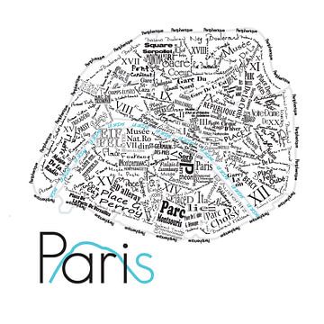 Le plan de Paris en mots sur Muurbabbels Typographic Design
