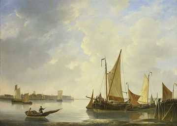 Gezicht op Dordrecht vanaf Papendrecht